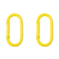 Pair of vibrant yellow oval aluminum carabiners with spring snap hooks for DIY bags - Oval Style (FKY015-03) / 2 Pieces/Pack (25x50mm) / Yellow
