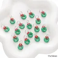Miniature Christmas wreath alloy pendants with red bow detail, 15 pieces, 11x14mm size - Green Donut (#56) / 1 Piece (11x14mm)