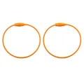Pair of orange PVC coated stainless steel wire keychains with screw lock fasteners - Orange