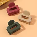 3-pack of mini matte rectangle hair claws in burgundy, khaki, and dark green colors - Wine Red Khaki Dark Green Mix (099A)