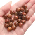10mm red-brown sandalwood round beads with natural wood grain for DIY jewelry making - 10mm (30 Pieces/Pack) / Burmese Pear Wood