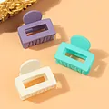 3-pack of small matte rectangle hair claws in purple, mint green, and cream white colors - Purple Mint Green Milky White Mix (099B)