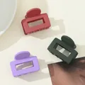 Set of 3 mini matte rectangle hair claws in brick red, dark green and lavender colors - Brick Red Dark Green Light Purple Mix (099D)