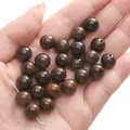 Dark brown 10mm round wooden beads with natural grain for DIY jewelry making - 10mm (30 Pieces/Pack) / Dark Skin Wood