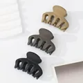 3-pack small matte hair claws in black, dark brown, and beige with a frosted finish - Black Dark Gray Brown Light Coffee Mix (199)