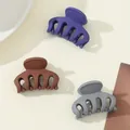 3-pack of mini matte hair claw clips in dark purple, coffee brown, and grey blue colors - Dark Purple Coffee Brown Gray Blue Mix (199B)