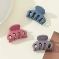 Set of 3 mini matte hair claws in blue, pink, and purple colors for women and girls - Gray Blue Rubber Pink Light Purple Mix (199C)