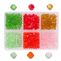 Bastelset mit 6 Farben 4mm facettierten Kristallperlen in einer klaren Aufbewahrungsbox - Stil 2 (BDH162)