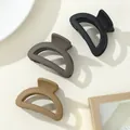 3-piece set of matte mini hair claws in black, grey, and khaki colors for women - Black Gray Khaki Mix (218)