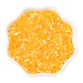 Vibrant orange 5mm fuse beads for DIY crafts displayed in a white porcelain petal dish - 2.5mm, Hole approx 1mm, 450g/Pack, Approx 33000 Pieces / Gold Yellow