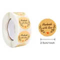 2,5 cm Kraftpapier-Aufkleber 'Handmade with love' Rolle für Geschenkverpackungen - Zweig Herz Handmade Stil (#10) / Rund 2.5cm/1 Zoll (ca. 500 Stk./Rolle)