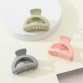 Set of 3 mini matte hair claw clips in green, pink, and grey for women and girls - Bean Green Light Pink Dark Gray Mix (218D)