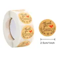 Selbstklebende runde Kraftpapier-Aufkleber mit roten Herzen für Handarbeit-Verpackung, 2,5 cm - Vintage Blatt Danke Stil (#12) / Rund 2.5cm/1 Zoll (ca. 500 Stk./Rolle)
