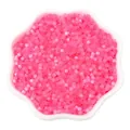 Pink cat eye glass beads for DIY jewelry making in a white petal ceramic dish - 2.5mm, Hole approx 1mm, 450g/Pack, Approx 33000 Pieces / Barbie Pink