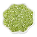 Light green cat-eye glass seed beads in a white bowl for DIY jewelry making - 2.5mm, Hole approx 1mm, 450g/Pack, Approx 33000 Pieces / Light Grass Green