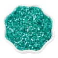 Mint green frosted cat eye glass seed beads in a white floral bowl for jewelry DIY - 2.5mm, Hole approx 1mm, 450g/Pack, Approx 33000 Pieces / Green