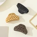 3-piece mini matte hair claws in black, beige, and brown with hollow grid design - Matte Black Warm Beige Dark Coffee Mix (233)