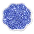 Translucent light blue glass seed beads for DIY jewelry in a white flower ceramic bowl - 2.5mm, Hole approx 1mm, 450g/Pack, Approx 33000 Pieces / Lake Blue