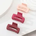 Set of 3 matte rectangle hair claws in pink, rose, and burgundy colors for girls - Light Pink Rose Red Deep Wine Red Mix (236G)