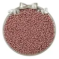 DIY rose gold metallic glass seed beads displayed in an elegant silver round tray - Silver Pink