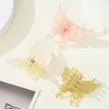 3-pack of small matte butterfly hair claws in pink, beige, and olive green resin - Soft Pink Beige Olive Green Mix (344B)