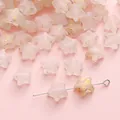 Perles en acrylique rose clair en forme d'étoile avec feuille d'or pour DIY - Étoile à Cinq Branches (BSD826) / 10x9mm (10g/paquet, env. 50 pièces) / Clair de Lune Éthéré (Bleu Clair Blanc)
