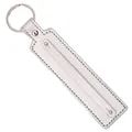Llavero de cuero sintético blanco plateado con anillo de metal y remaches de plata - Plateado