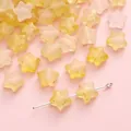 Perles étoiles en acrylique avec feuilles d'or en jaune et blanc givré pour DIY - Étoile à Cinq Branches (BSD826) / 10x9mm (10g/paquet, env. 50 pièces) / Mélange Jaune et Vert
