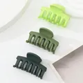 Set of 3 mini matte green hair claws in light, olive, and dark green shades - Bright Green Olive Green Dark Green Mix (223H)