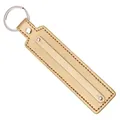 Llavero de cuero sintético oro champán con correa rectangular y aro de metal - Dorado