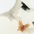 3-pack of butterfly mini hair claws in matte black, translucent amber and grey - Translucent Gray Black Amber Mix (344A)