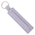 Light purple leather keychain with silver metal ring and decorative rivet on white background - Light Purple