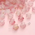 Perles étoiles en acrylique rose mat avec feuilles d'or pour création de bijoux - Étoile à Cinq Branches (BSD826) / 10x9mm (10g/paquet, env. 50 pièces) / Blanc de Jade et Rouge (Blanc Rouge)