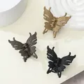 3-piece set of matte butterfly hair claws in khaki, dark brown and black finishes - Khaki Dark Brown Black Butterfly Mix (344C)