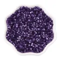 Translucent purple striped glass seed beads in a white flower ceramic bowl for DIY crafts - 2.5mm, Hole approx 1mm, 450g/Pack, Approx 33000 Pieces / Dark Night Purple