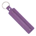 Purple leather keychain strap with silver keyring and white stitching details - Medium Purple