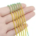DIY 2/3mm faceted glass beads in gradient yellow-green finish for jewelry making - 2mm (37cm/Strand, Approx. 195 Beads) / Yellow-Green