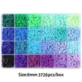 6mm Polymer-Tonperlen Set für DIY-Schmuck mit 3720 Stück in einer 24-Gitter-Box - 24-Gitter Buntes loses Perlenset / 6mm (Ca. 3720 Stück/Box) / Kalte Töne