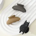 Set of 3 small matte hair claws in dark brown, khaki, and black colors on white tray - Dark Brown Khaki Black Semicircle Mix (345)