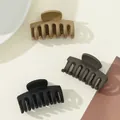 3-piece set of matte mini hair claws in khaki, dark brown and classic black colors - Khaki Dark Brown Classic Black Curved Mix (223)