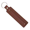 Brown leather keychain with silver metal ring and decorative rivets for DIY accessory - Dark Brown