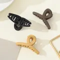 3-piece set of small matte hair claws in black, coffee, and cream resin for women - Black Coffee Cream Cross Mix (232)
