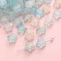 Blue frosted acrylic star beads with gold foil for DIY jewelry making and crafting - Five-Pointed Star (BSD826) / 10x9mm (10g/Pack, Approx. 50 Pieces) / Blue Sea and Sky (Deep Blue)