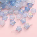 Star-shaped light blue acrylic beads with gold foil accents for DIY jewelry making - Five-Pointed Star (BSD826) / 10x9mm (10g/Pack, Approx. 50 Pieces) / Clear Sky (Sky Blue Gradient)