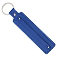 Royal blue litchi grain leather keychain with silver rivets and polished ring - Sapphire Blue