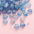 Star-shaped acrylic beads with blue-purple gradient and gold foil accents for DIY crafts - Five-Pointed Star (BSD826) / 10x9mm (10g/Pack, Approx. 50 Pieces) / Water and Sky (Blue Purple Gradient)