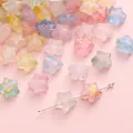 Star-shaped acrylic beads with gold foil in assorted pastel colors for DIY jewelry - Five-Pointed Star (BSD826) / 10x9mm (10g/Pack, Approx. 50 Pieces) / Colorful (Mixed Colors)