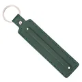 Dark green leather keychain with silver metal spring ring and rivets for DIY accessories - Dark Green