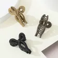 3-pack mini matte hair claw clips in apricot, coffee, and black bow-shaped designs - Apricot Dark Coffee Matte Black Bow (309)