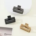 3-pack of small matte rectangle hair claws in black, dark grey, and light khaki - Black Dark Gray Light Khaki Rectangular (376)